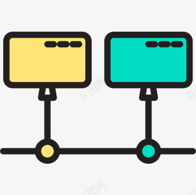 连接计算机网络和数据库2线性颜色图标图标