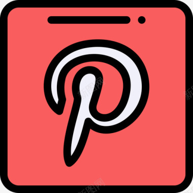 Pinterest社交媒体73线性颜色图标图标