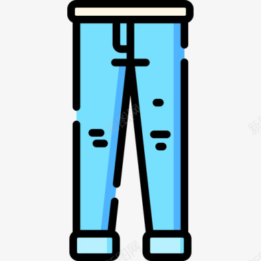 牛仔裤冬装和配件8线性颜色图标图标
