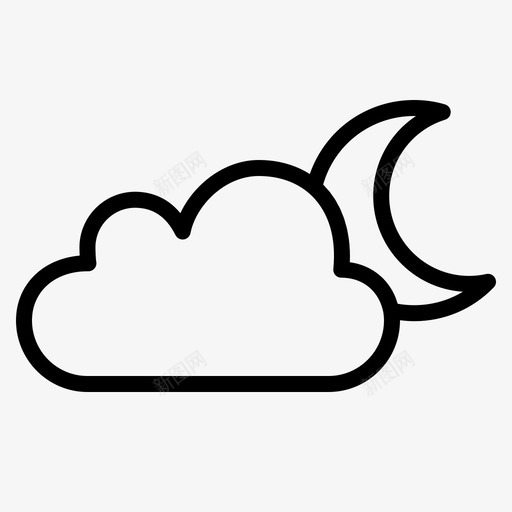 月亮和云多云下雨图标svg_新图网 https://ixintu.com 下雨 云和天气 云月 多云 天气 月亮和云
