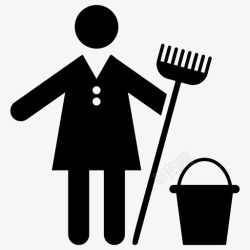 女清洁工清扫工家庭清洁女清洁工图标高清图片