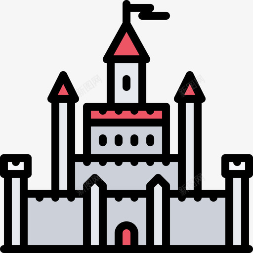 城堡童话4色彩图标svg_新图网 https://ixintu.com 城堡 童话4 色彩