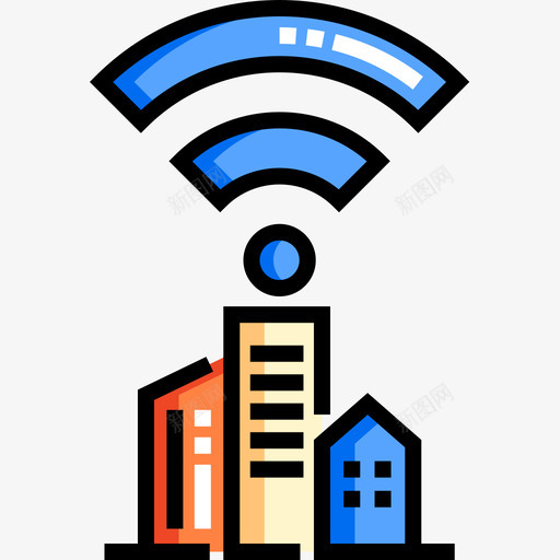 Wifi智能城市13线性颜色图标svg_新图网 https://ixintu.com Wifi 城市 智能 线性 颜色