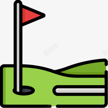 高尔夫球场高尔夫24线性颜色图标图标
