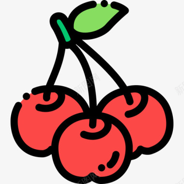 樱桃水果蔬菜9线形颜色图标图标