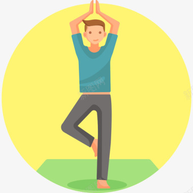 瑜伽积极生活方式7平躺图标图标