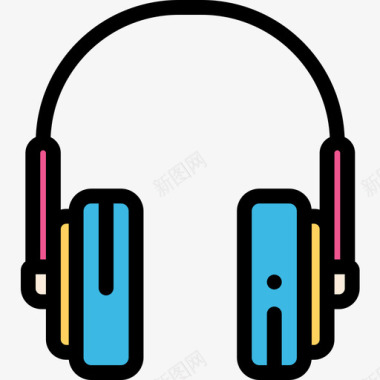 耳机音乐商店17线性颜色图标图标