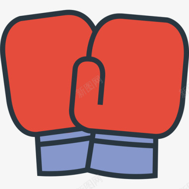 拳击手套运动型2线性颜色图标图标