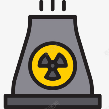 核电站工业8线性颜色图标图标