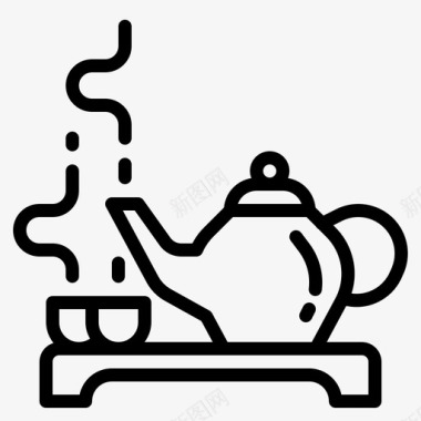 热茶壶放松水疗图标图标