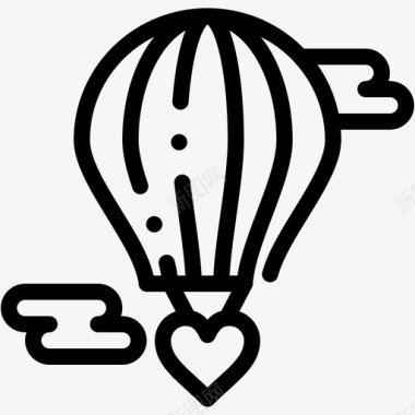 热气球飞行气球飞行的心图标图标