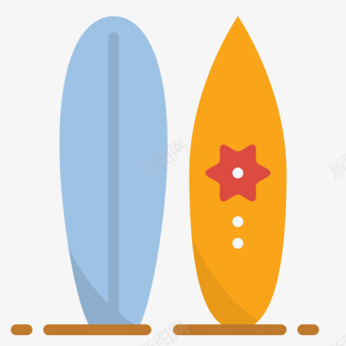 冲浪板夏季48平坦图标图标