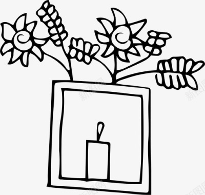 手绘蜡烛花瓶手绘蜡烛素描图标图标