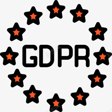 GDPR数据保护14线性颜色图标图标