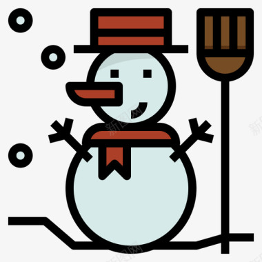 雪人圣诞116线性颜色图标图标