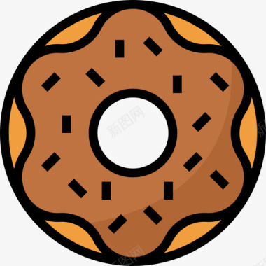 甜甜圈快餐54线性颜色图标图标