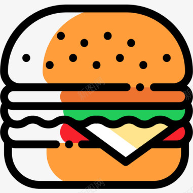 汉堡包野餐42颜色省略图标图标