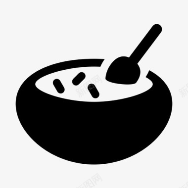 汤碗麦片粥热的图标图标