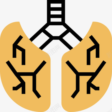 肺人体器官7黄色阴影图标图标