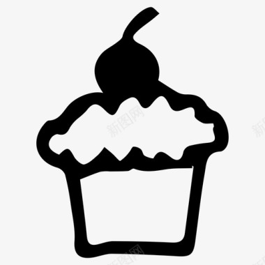 纸杯蛋糕面包店涂鸦图标图标