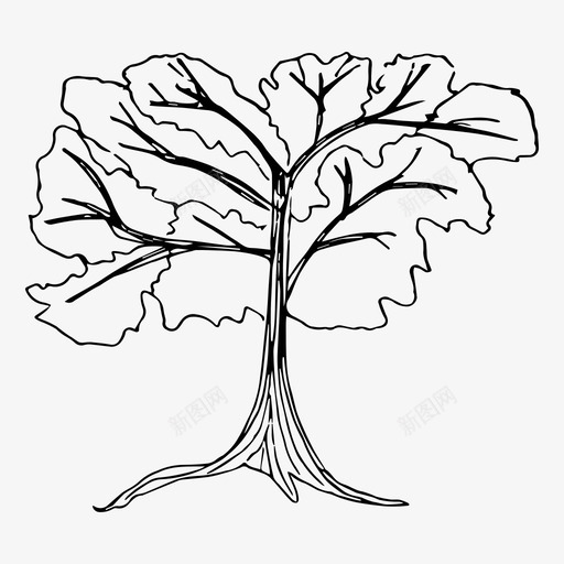 树自然素描图标svg_新图网 https://ixintu.com psd树线稿 树 素描 自然