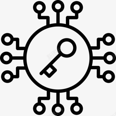 密钥网络安全8线性图标图标