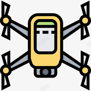 四旋翼机无人机3线性颜色图标图标