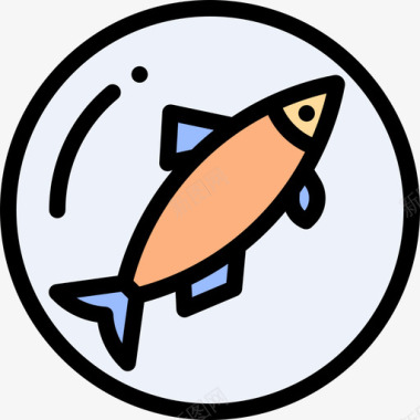 鲱鱼荷兰4线形颜色图标图标