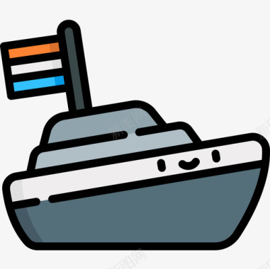 荷兰8号船线性颜色图标图标