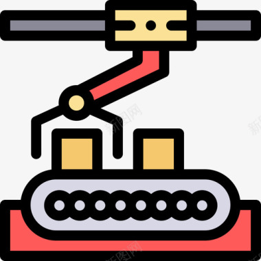 传送带工业过程14线性颜色图标图标