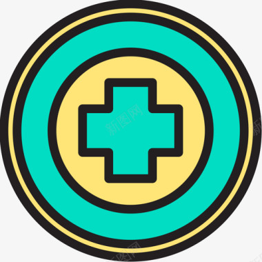 紧急按钮医疗保健9线性颜色图标图标