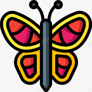 蝴蝶自然49线形颜色图标图标