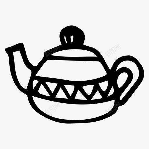 茶壶盘子涂鸦图标svg_新图网 https://ixintu.com 水壶 涂鸦 盘子 茶壶
