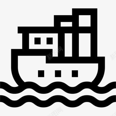 货船城市生活14号直线型图标图标