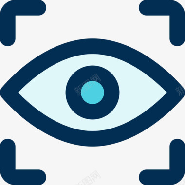 眼睛扫描仪互联网安全44线性彩色图标图标