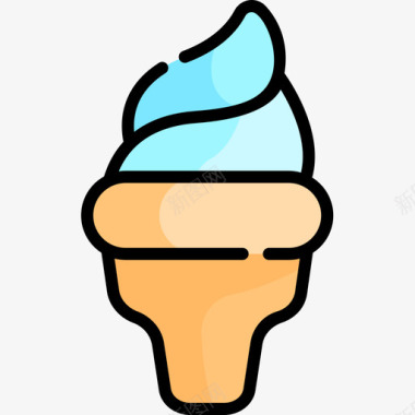 冰淇淋婴儿淋浴5线性颜色图标图标