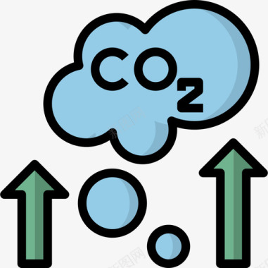 二氧化碳重工业和电力工业3线性颜色图标图标