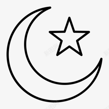 伊斯兰教象征新月月亮图标图标