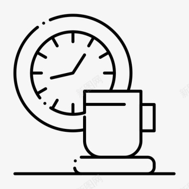 咖啡休息时钟图标图标