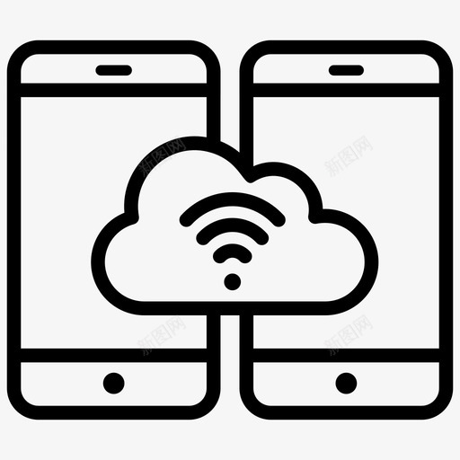 移动互联网云计算云连接图标svg_新图网 https://ixintu.com 云计算 互联网 向量 图标 在线 无线网络 移动 连接