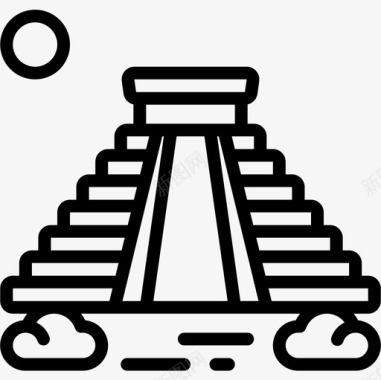 玛雅金字塔南美洲直线形图标图标