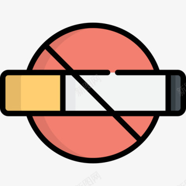 禁止吸烟酒店119直线颜色图标图标