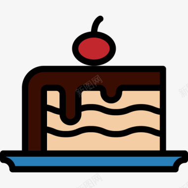 蛋糕片庆祝派对4线性颜色图标图标