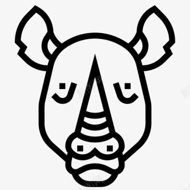 犀牛动物角图标图标