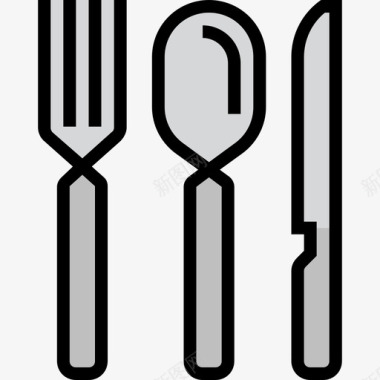 餐具厨房和炊具4线性颜色图标图标