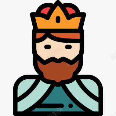 国王中世纪26线性颜色图标图标
