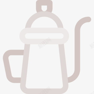 水壶18号咖啡厅线性颜色图标图标