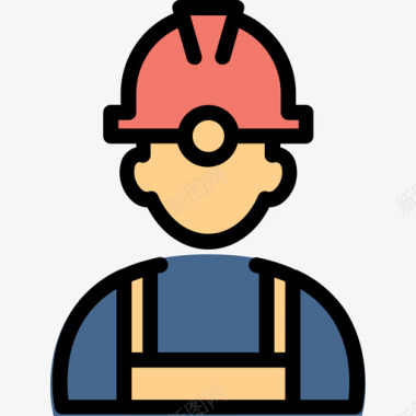 建筑工人职业6线性颜色图标图标