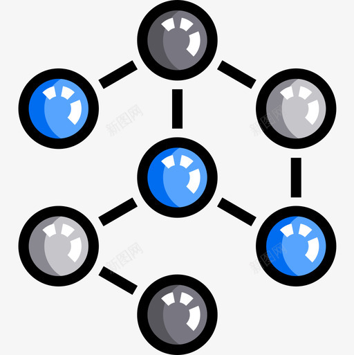 去中心化区块链21线性颜色图标svg_新图网 https://ixintu.com 区块链21 去中心化 线性颜色