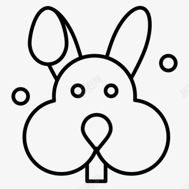 兔子复活节快乐的东方规则线图标图标